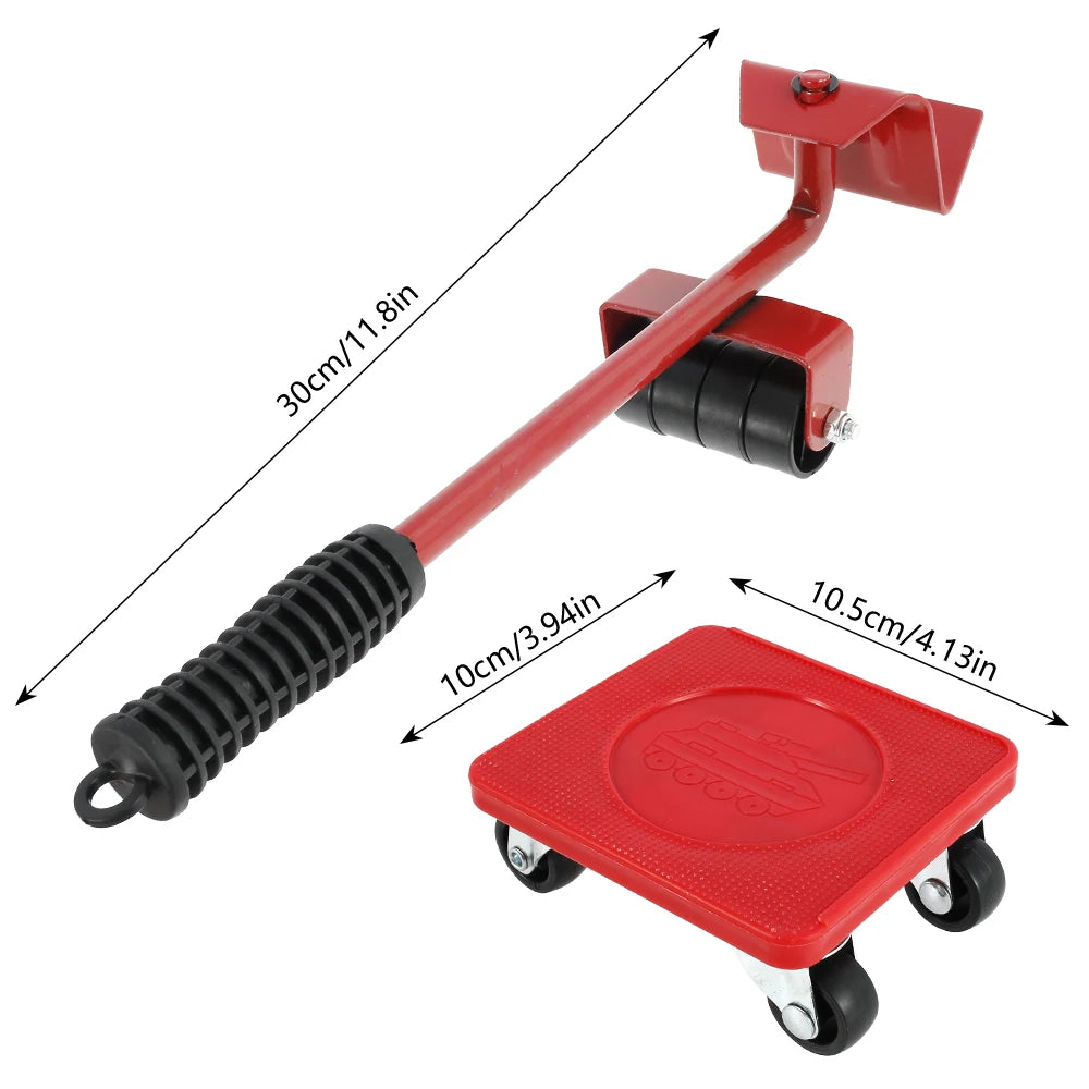 Furniture Mover Set Transport Lifter 360 Degree Rotation with Universal Wheel Heavy Stuffs Moving Wheel Roller Bar Hand Tools