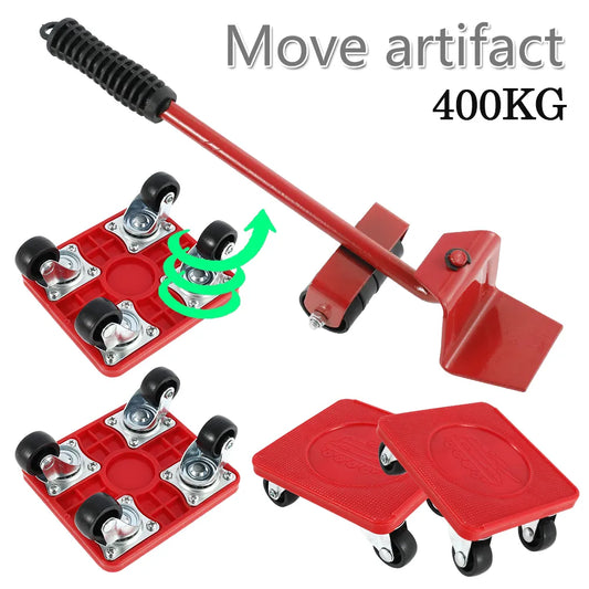 Furniture Mover Set Transport Lifter 360 Degree Rotation with Universal Wheel Heavy Stuffs Moving Wheel Roller Bar Hand Tools